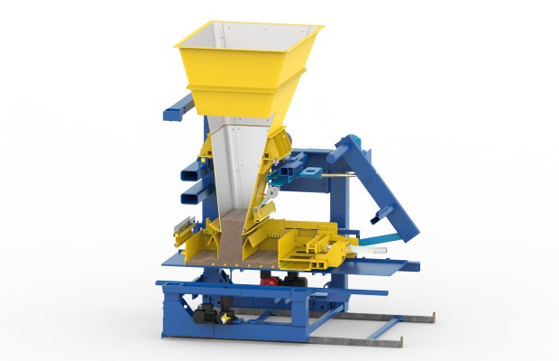 Section through the main mix filling unit of the Masa block making machine